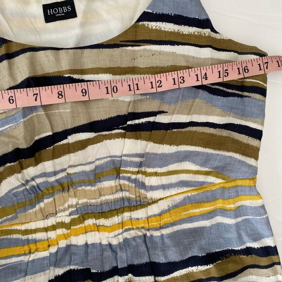 Hobbs London Women's Striped 100% Flax Maxi Sleeveless Dress Size Small Lagen - Picture 8 of 12